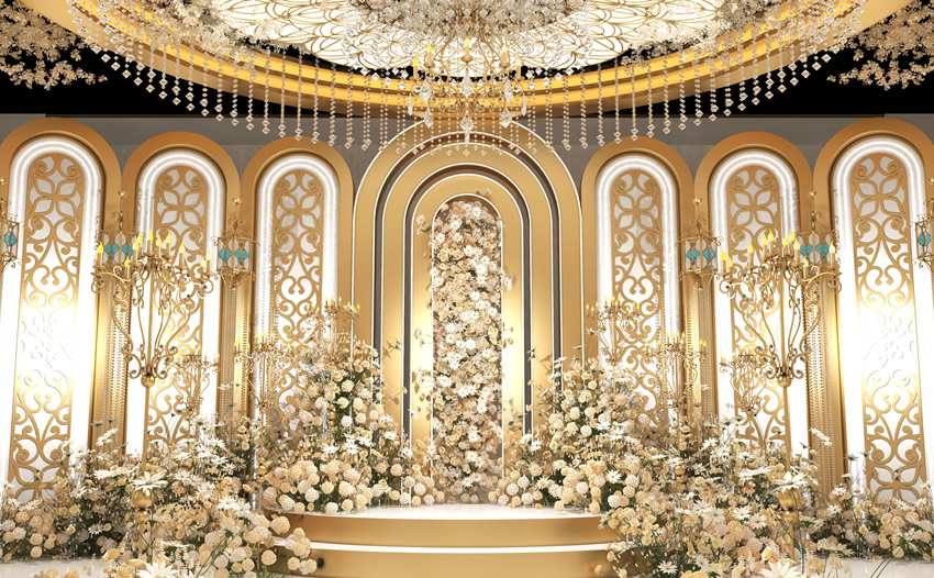 漯河香槟色调婚礼堂效果展示